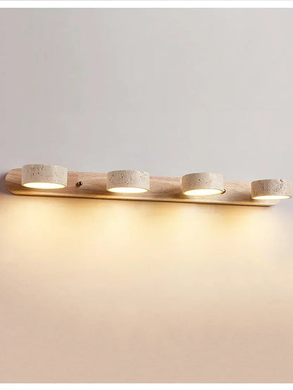 Japandi Wabi Sabi Round LED Wall Light With Mirror Bathroom