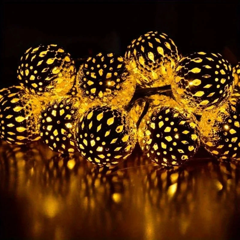 Luci a stringa solari palla marocchina LED impermeabili 8 modalità decorazione festa da giardino Natale 2026