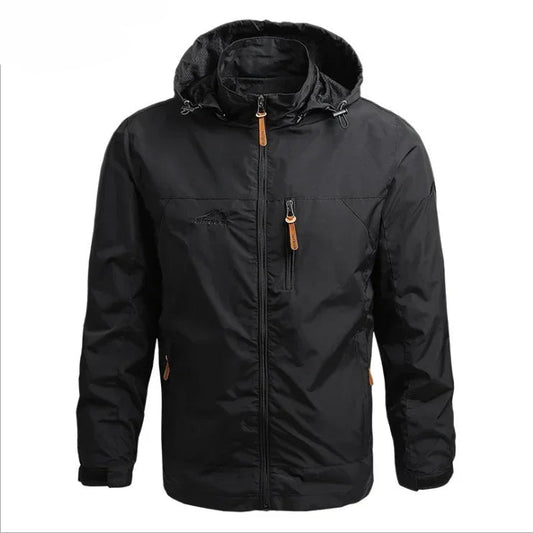Waterproof Men Jacket – Hooded Windbreaker, Polyester, Autumn