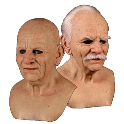 Realistisch siliconen Halloweenmasker dat het hele hoofd bedekt, opa en oma, cosplay-simulatierekwisiet 2026
