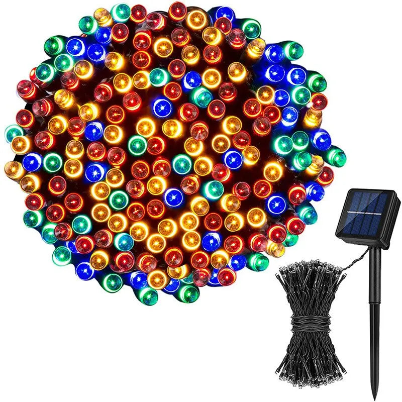 Guirlande lumineuse de noël solaire écologique, guirlande féerique étanche 20/50 LED pour décoration extérieure de noël et de vacances