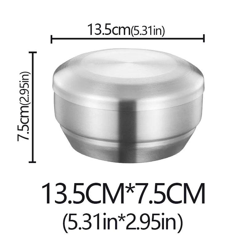 Cuenco para arroz de acero inoxidable de doble capa con tapa aislada