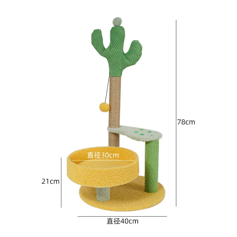 Albero per Gatti Stile Cactus Torre in Sisal Tre Piani Tiragraffi Condo per Gatti Autunno 2025 Posti Accoglienti Regalo