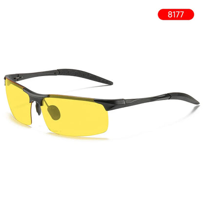 Night Vision Glasses Aluminum Alloy Frame Polarized Sunglasses Day Night Driving UV400 Yellow Lenses Fall 2025 Gift