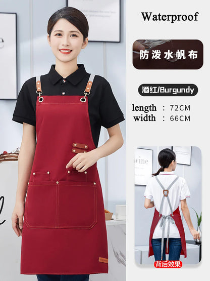 Custom Apron Waterproof Canvas Bib Apron With Adjustable Leather Look Straps Hospitality Fall 2025 Personalized Logo