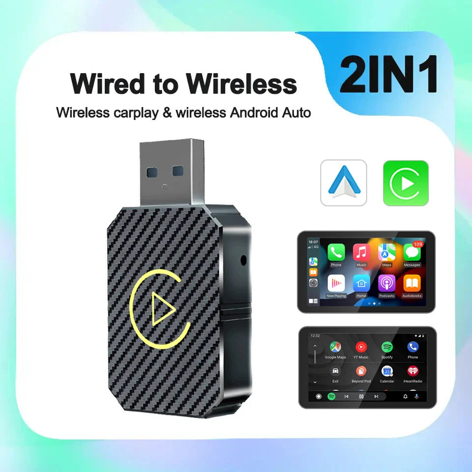 Trådløs CarPlay Adapter 2 i 1 Bil Multimedia Bro 5GHz WiFi Type-C USB Plug and Play Efterår 2025 Gave