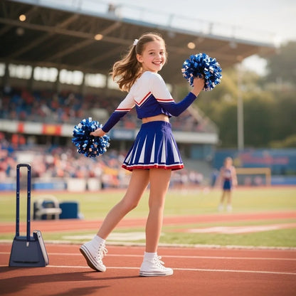 Girls Cheerleader Printed Letter T-Shirt and Skirt Cosplay Costume Set Ages 3–12 Halloween 2026