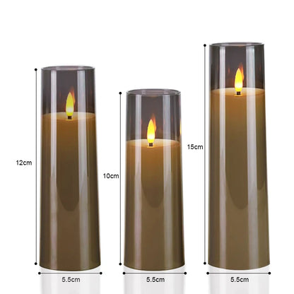 3Pcs/Set LED Flameless Candles with Remote Control - Flickering Light for Weddings & Home Decor