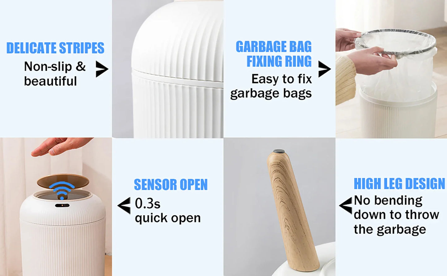 Motion Sensor Trash Can Small Plastic Smart Bin Hands Free