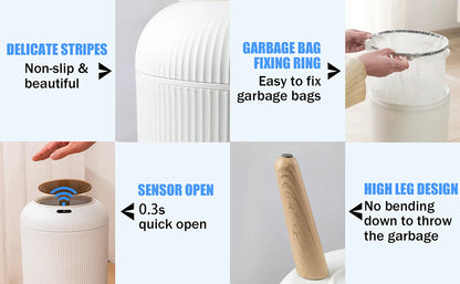 Motion Sensor Trash Can Small Plastic Smart Bin Hands Free