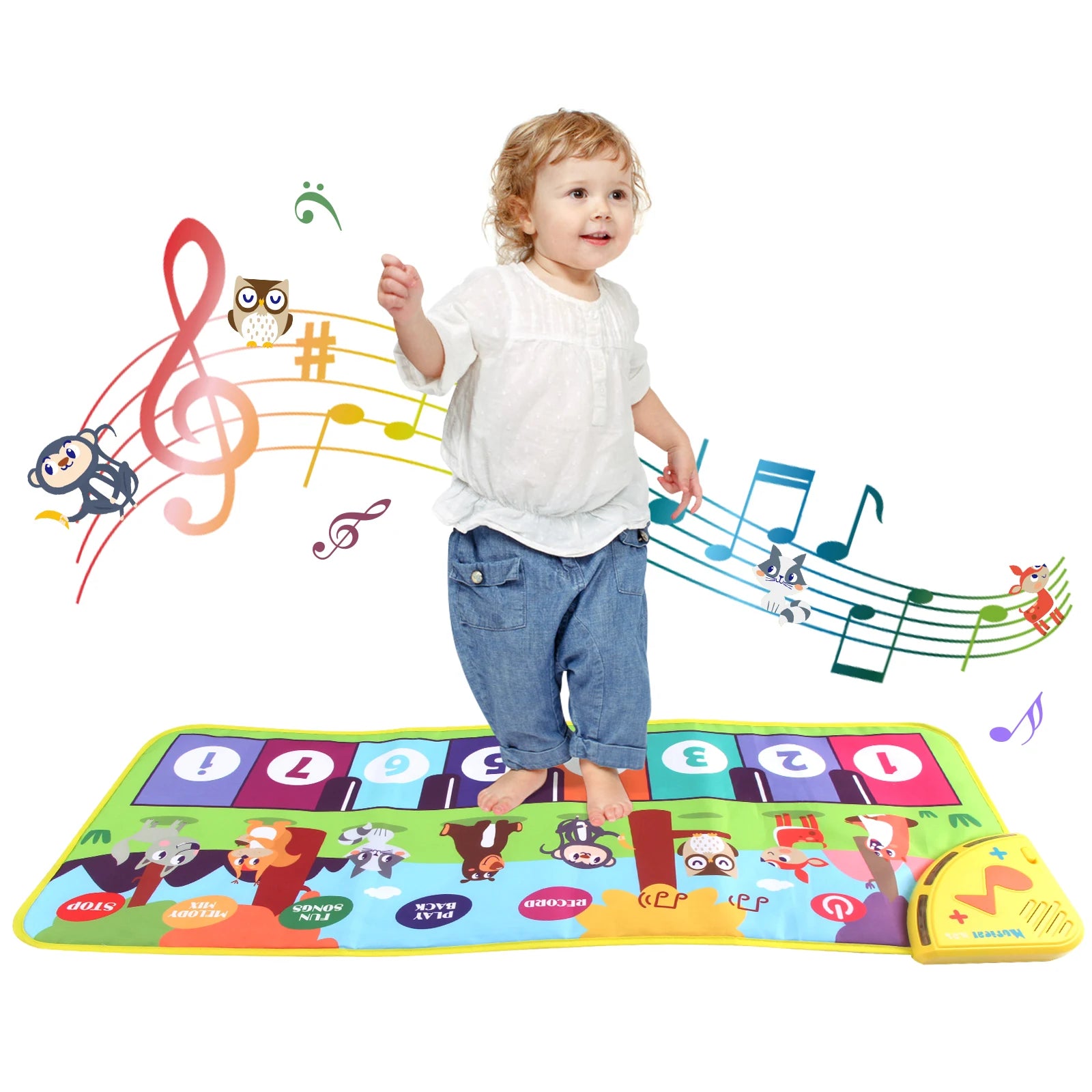 Multifunctional Musical Dance Mat for Toddlers - Interactive Piano Keyboard with Animal Sounds, Educational Gift for Kids, Portable Fun!