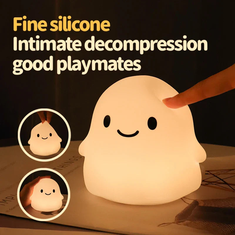 Lampada Notturna di Halloween in Silicone con Fantasma, Anatra e Zucca Carina Lampada Halloween 2025 per Cameretta Ricaricabile Regalo Sicuro per Bambini