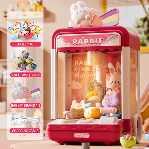 Doll Claw Machine with Lights & Music - Fun Toy for Parties, Dual Power Mode, Drawer Design