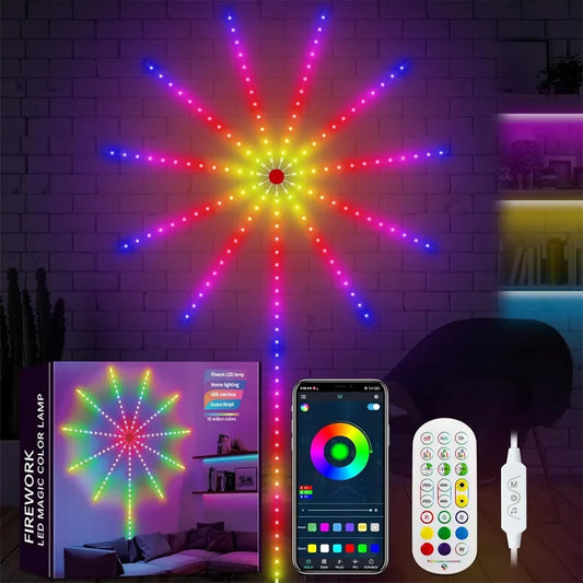 Guirlande lumineuse de Noël à LED RVB intelligente – Guirlande lumineuse Starburst contrôlée par application avec synchronisation musicale pour les fêtes, les mariages et la décoration de vacances.