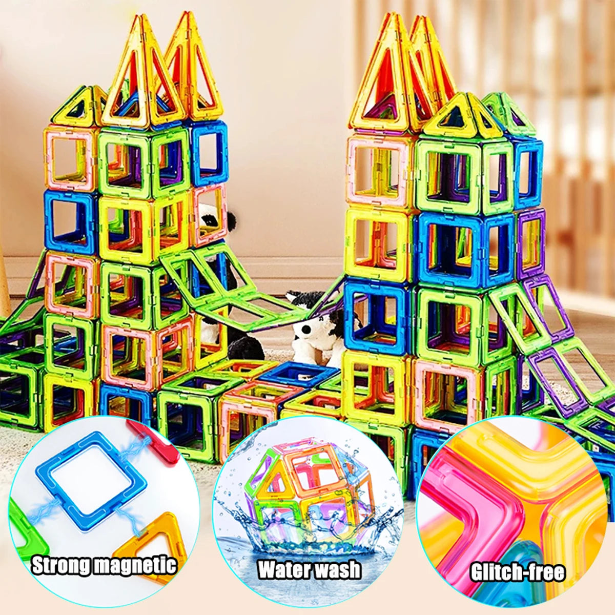 Creative Magnetic Building Blocks Set - Large & Mini DIY Toys for Kids Aged 7-12, Fun Educational Construction Gift in Mixed Colors