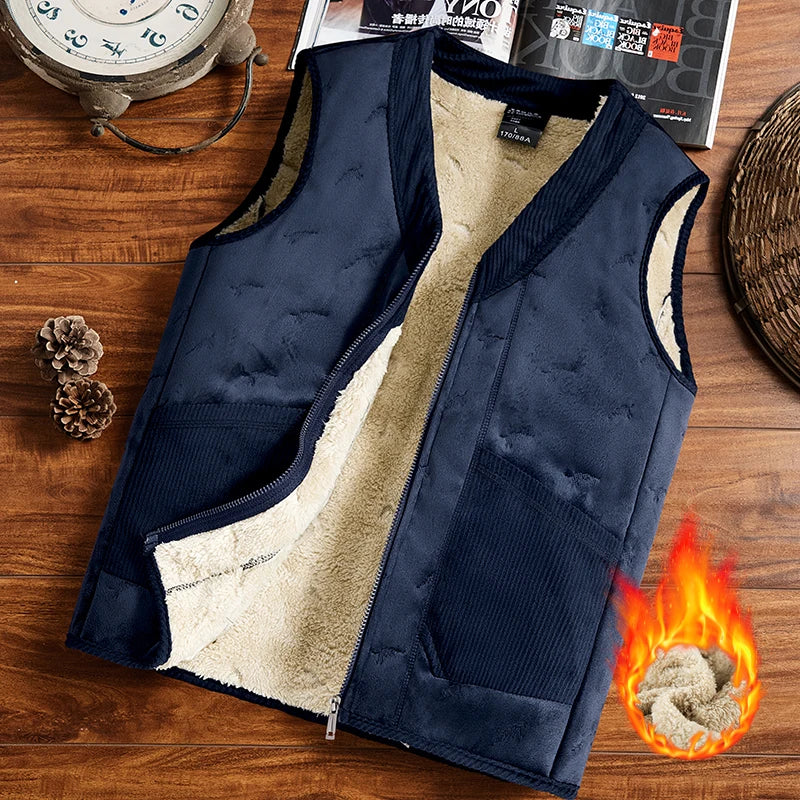 Warm Cozy Men's Vest - Sleeveless Zipper, Lined Winter
