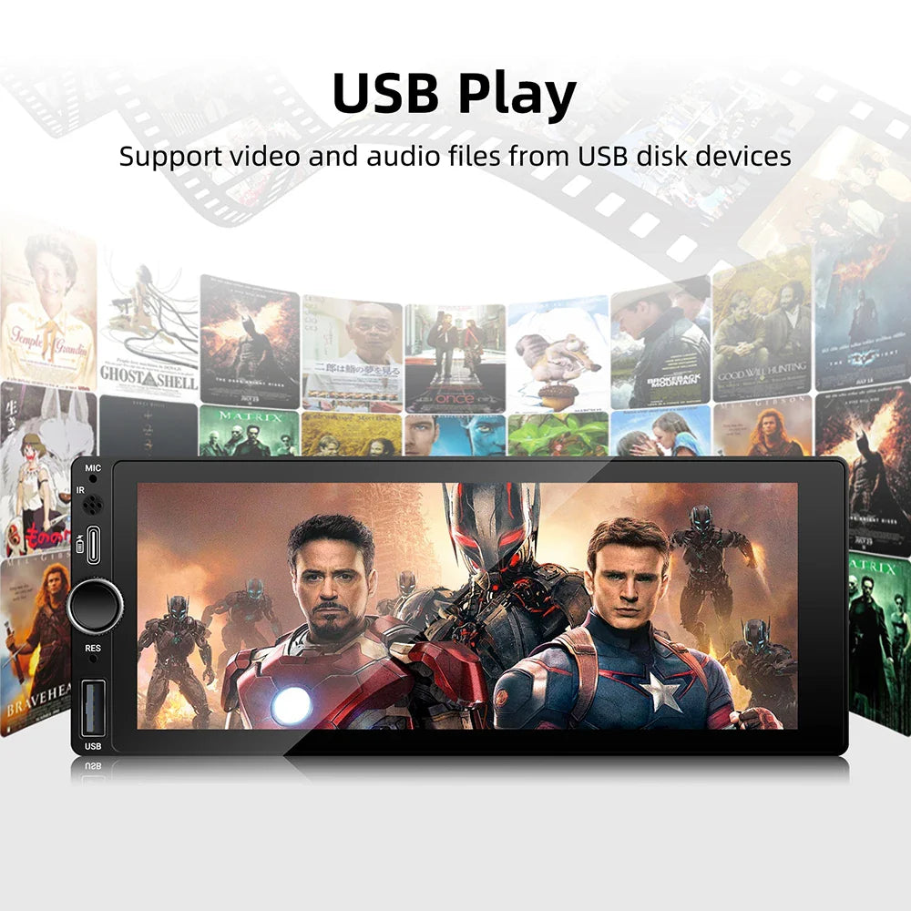 Bilstereo 6.86 tommer touchscreen universel MP5 hovedenhed efterår 2025 trådløs CarPlay Android Auto