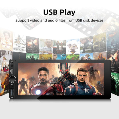 Bilstereo 6.86 tommer touchscreen universel MP5 hovedenhed efterår 2025 trådløs CarPlay Android Auto