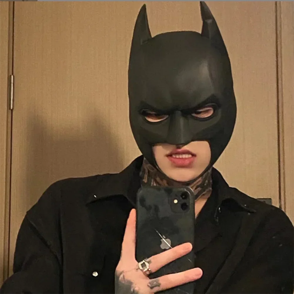 Batman Bat cosplayhoofdbedekking en -masker van rubberlatex voor heren en volwassenen, Halloweenavond-dansfeest 2026