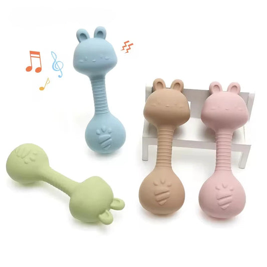 Silicone Rabbit Teether Rattle Newborn Sensory Toys