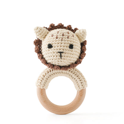 Wooden Crochet Animal Teether Rattle Newborn Sensory Toys
