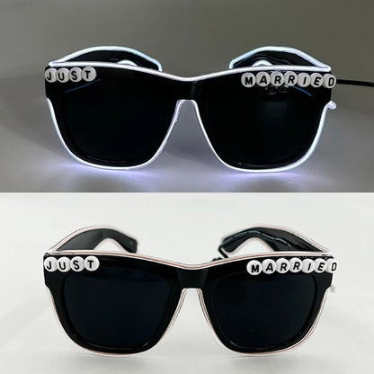 Retro LED Flashing Sunglasses - Bachelorette Party Decoration, Women's Men Props