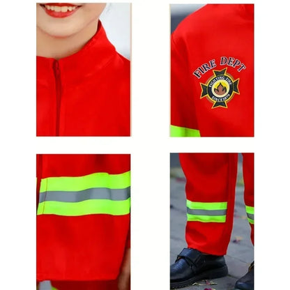 Cosplaykostuumset voor kinderen als brandweerman, met realistische speelgoeduitrusting voor jongens en meisjes, voor feestelijke optredens 2026
