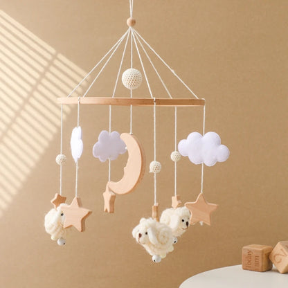 Wooden Felt Animal Crib Mobile With Soothing Calming Music