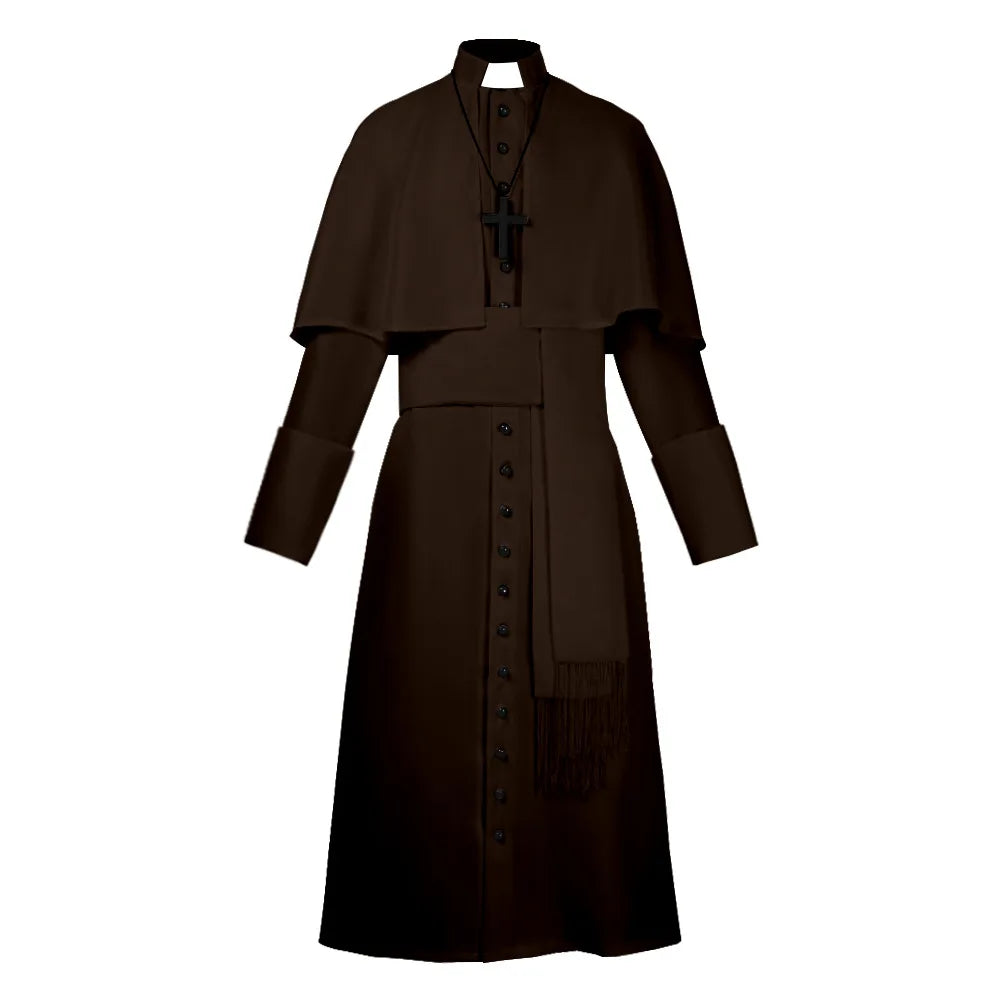 Middeleeuws katholiek priesterkostuum, pauselijke geestelijke, kazuifel-cosplaykostuum voor mannen, Halloween 2026