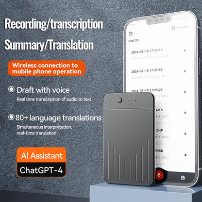 Enregistreur vocal AI ChatGPT4 Mini Transcripteur Traducteur
