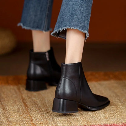 Supportive Women’s Ankle Boots - Pointed Toe Leather Office