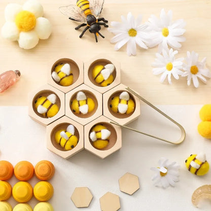 Juguete Montessori para Motricidad Fina 0-12 Meses Abeja de Madera Panal Juego Sensorial Otoño 2025 Regalo de Desarrollo