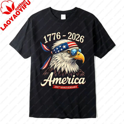 Soft Unisex Bald Eagle Graphic Tee - Short-Sleeve, Durable Cotton, For 250th Anniversary Independence Day Celebration