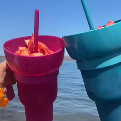 Vaso para bocadillos 2 en 1 Tazón para bocadillos Vaso antisalpicaduras a prueba de fugas Vaso para palomitas Estadio Noche de película Otoño 2025
