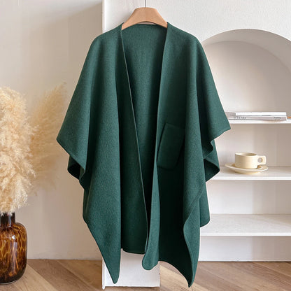 Warm Womens Poncho - Draped Cape Knot, Cashmere Pashmina