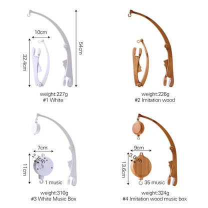 Wooden Felt Animal Crib Mobile With Soothing Calming Music