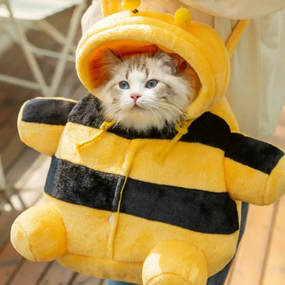 Schattige Dierenvervoerzak - Zachte Warme Draagtas voor Katten, Herfst- en Winteruitjes, Gezellige Bijenhuis Speelgoed, Dierenkleding