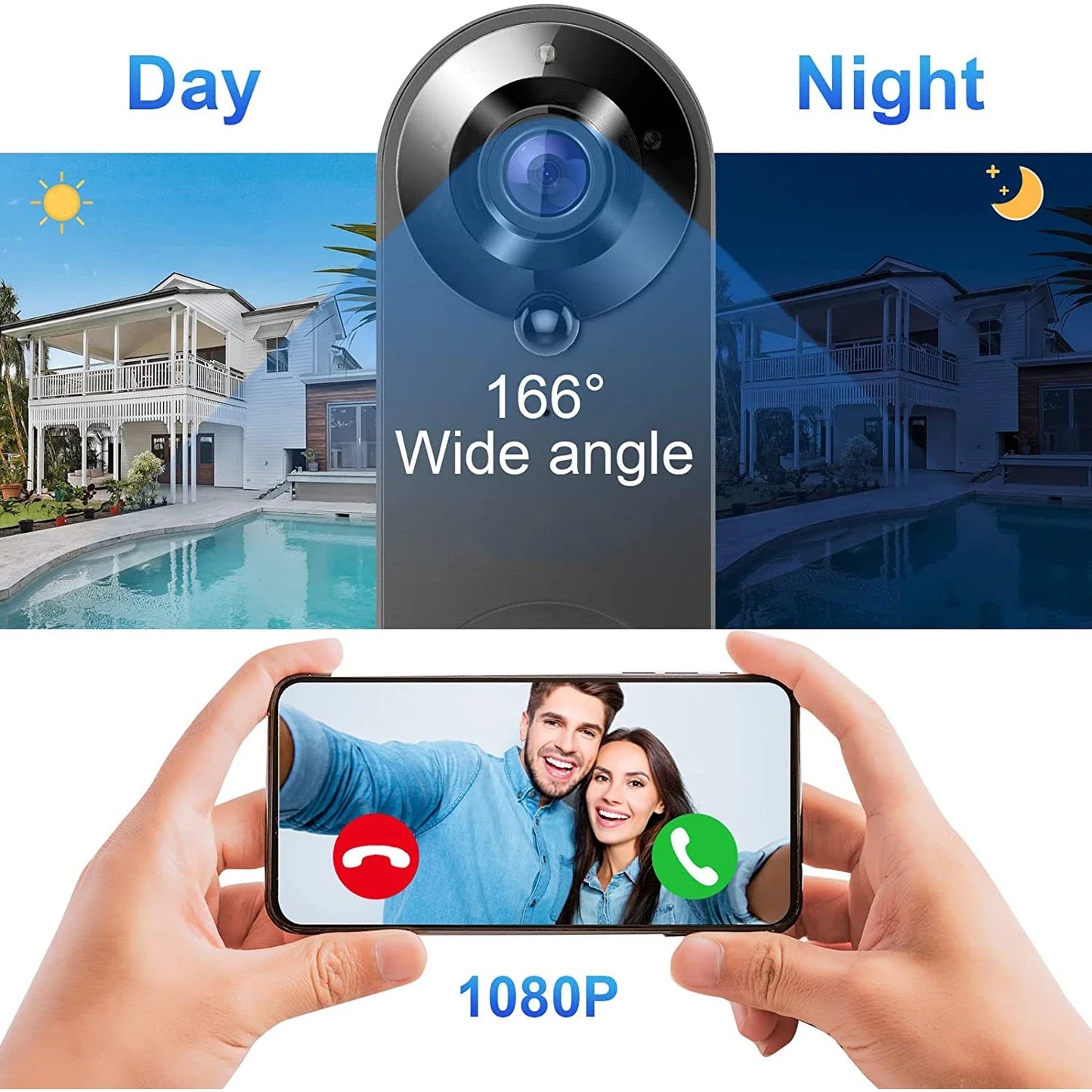 1080P Video Doorbell Camera Wireless Tuya Smart Home Doorbell 2025 Night Vision Motion Detect Two Way Audio