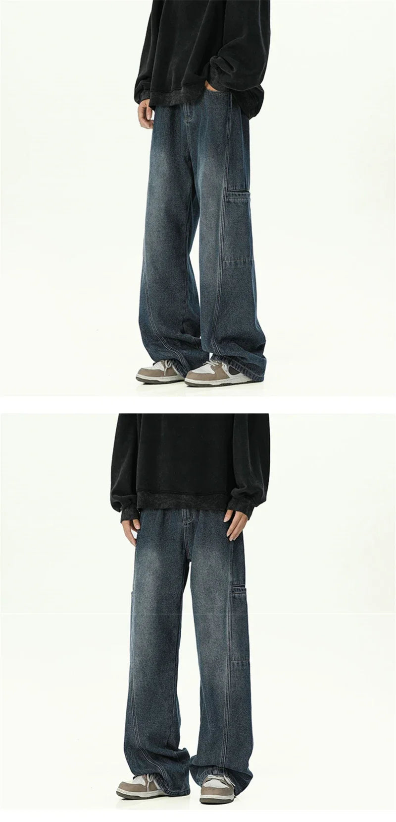 Oversized Mens Cargo Jeans - Wide Leg, Denim, Street