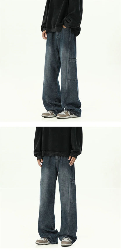 Oversized Mens Cargo Jeans - Wide Leg, Denim, Street