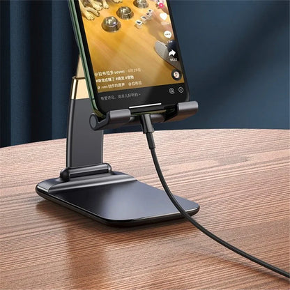 Foldable Aluminum Mobile Phone & Tablet Stand - Ergonomic Desk Holder for iPad, iPhone, Adnroid Accessories