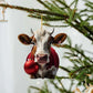 2D Acrylic Cartoon Cow Christmas Ornament - Fun Holiday Decoration, Cute Tree Pendant for Kids, Perfect Xmas Gift & Party Decor