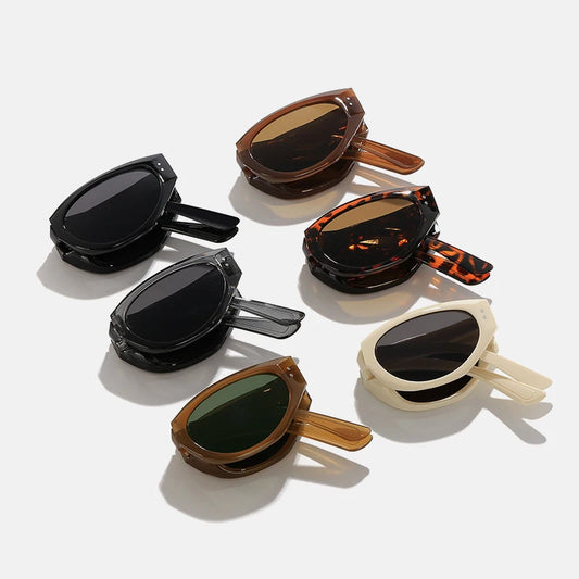 Occhiali da sole circolari unisex pieghevoli tendenza virale TikTok autunno 2026 accessorio alla moda