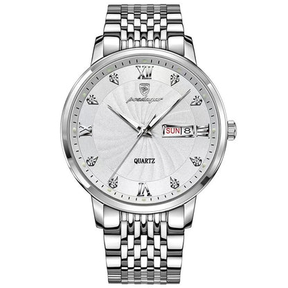 Quartz Wristwatch Stainless Steel Luminous Date Week