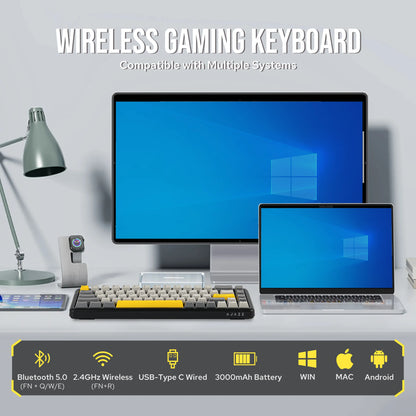 Teclado mecánico 68 teclas inalámbrico Bluetooth RGB efecto Hall