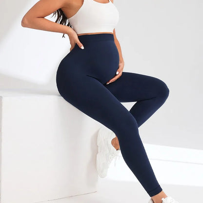 Supportive And Flattering Women’s Maternity Leggings – High Waist Ankle-Length Seamless Knit, For Pregnancy And Workouts