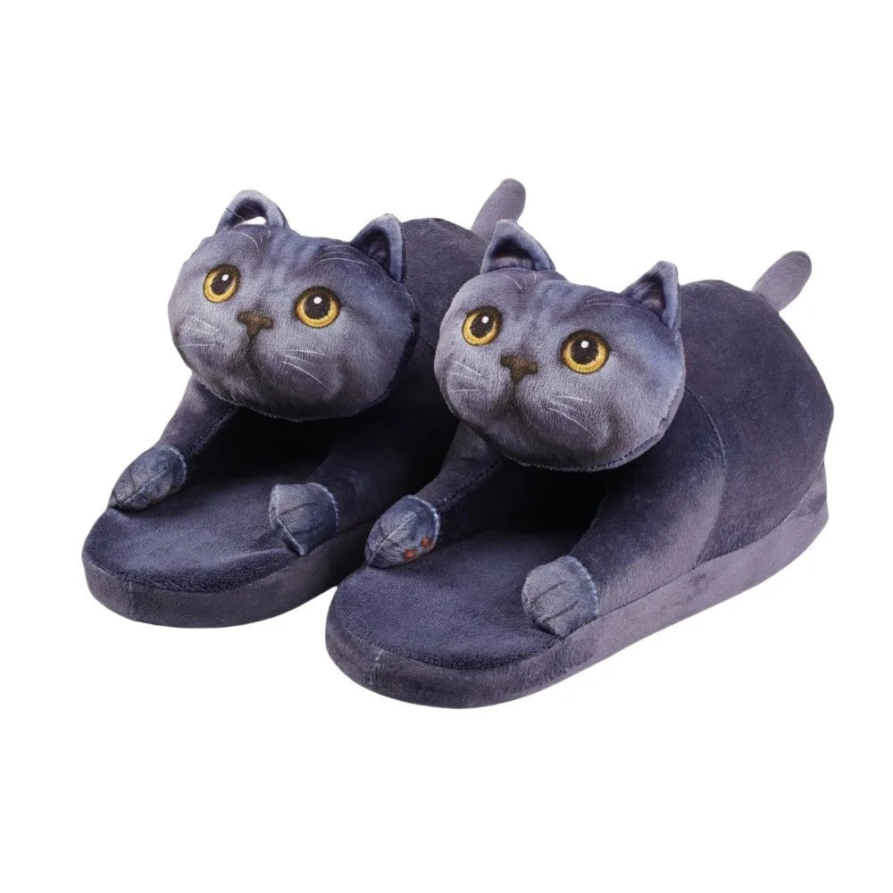 Soft women's cat slippers – cozy hugging cat design, plush, indoor use and home lounging