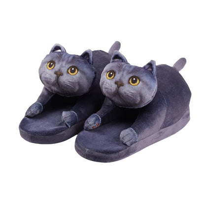 Soft women's cat slippers – cozy hugging cat design, plush, indoor use and home lounging