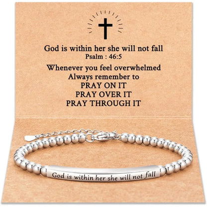 Classic women's chain bracelet – letter design, metal, lobster-claw clasp, faith-inspired