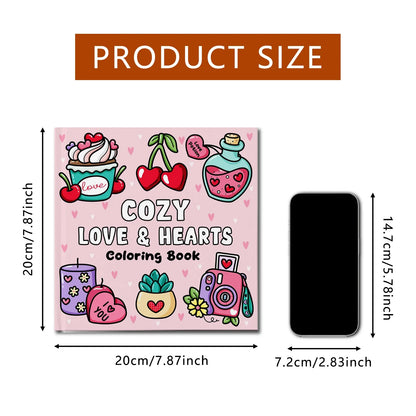 Coloring Book Adult Doodles Cozy Hearts Theme Fall 2025 Stress Relief Gift Idea